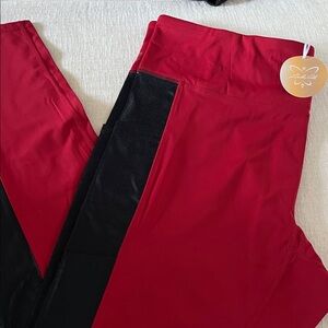 Vibrant Red and Black Women's Leggings